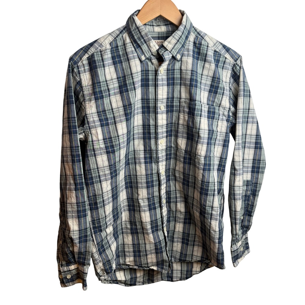 Filson Mens Plaid Shirt Button Down XS Blue Green White Check Gorpcore Rugged - Picture 7 of 7